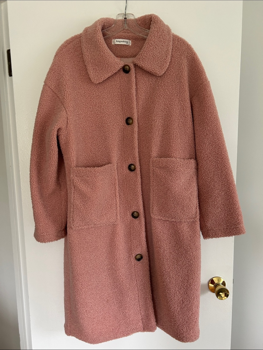 Angashine Rose Pink Teddy Jacket with Button Front